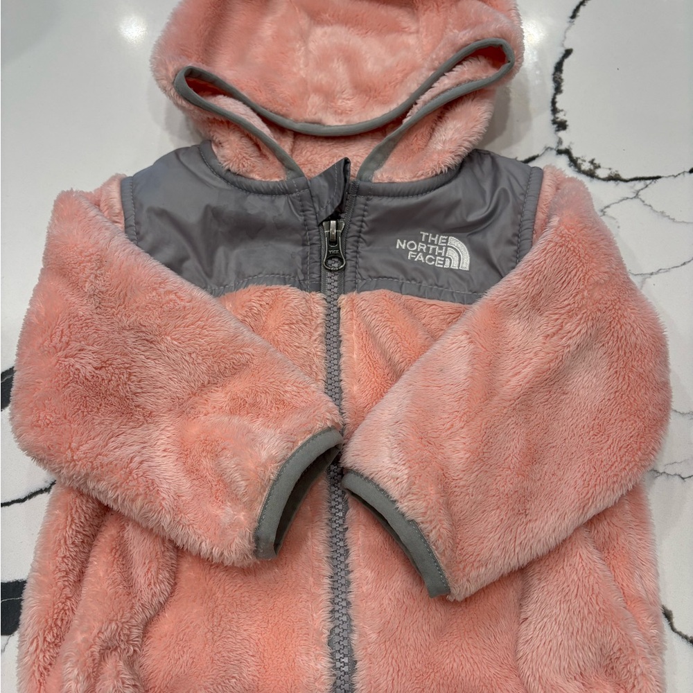 The North Face Coral and Charcoal Fleece Zip Jacket